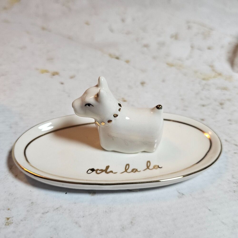 LC Lauren Conrad Scotty Dog Trinket Tray | “Ooh La La” Ceramic Jewelry Dish | Ne